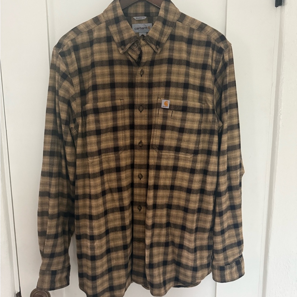 Carhartt Men's Tan and Black Checkered Shirt